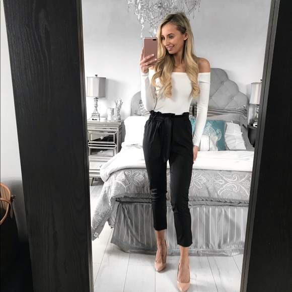 LAST ONE!!! High Waist Black Chiffon Trouser Pant - Picture 2 of 8